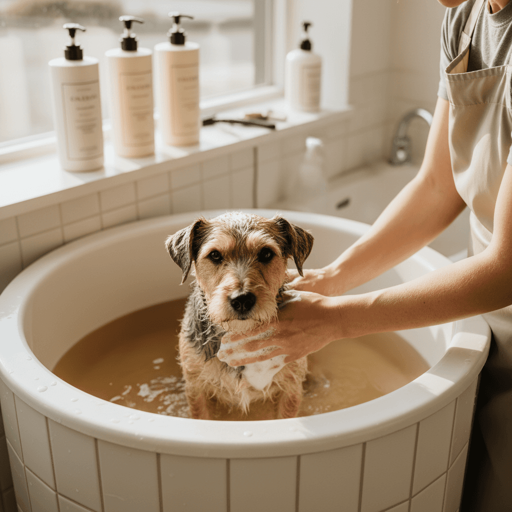 Baño medicado especializado para perro en spa canino
